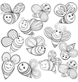 bees for adult coloring page hand drawn vector image