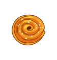 cinnamon and raisin bun top view on a white vector image