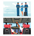 airport staff jet plane captain and air hostess vector image