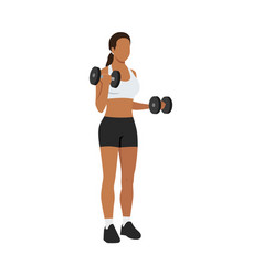 Woman doing dumbbell bicep hammer curls Royalty Free Vector