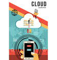 cloud computing design download data from phone vector image vector image