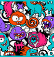 seamless pattern with cartoon monsters vector image