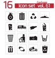 black garbage icons set vector image