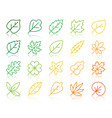 organic leaf simple color line icons set vector image vector image