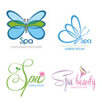 set backgrounds with text and spa icons vector image