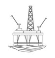 oil rig on the wateroil single icon in outline vector image