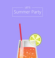 lets summer party poster with lemonade in glass vector image