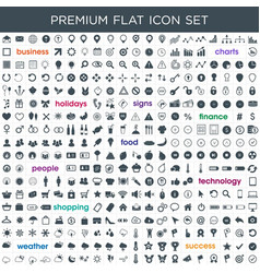 Premium flat icon set signs and symbols Royalty Free Vector