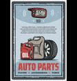 auto parts shop and tire store vintage poster vector image