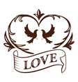 graphic vintage heart and ribbon vector image