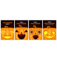 halloween poster set with glowing pumpkins scary vector image vector image