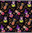 halloween seamless pattern with kids vector image