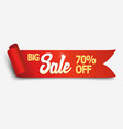 red detailed realistic curved paper sale ribbon vector image
