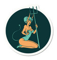 tattoo style sticker a pinup devil girl vector image vector image