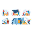 people moving houses family relocating to new vector image
