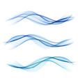 set blue abstract wave design element vector image