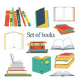 set of books in different positions and colors vector image vector image