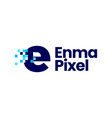e letter lowercase pixel mark digital 8 bit logo vector image vector image