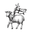 lamb with cross religion symbol sketch vector image