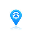 paw and location mark icon pet shop sign vector image