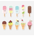 ice cream set cute cartoon characters vector image vector image