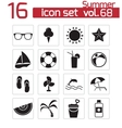 black summer icons set vector image vector image