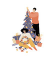 cute couple is preparing for christmas vector image vector image