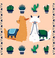 lama poster cute llama and alpaca traditional vector image