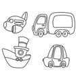 outlined cartoon transport set vector image