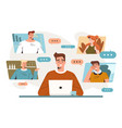 flat man work from home and have online vector image