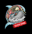 a zombie dolphin jumps in the water and design vector image vector image