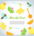 background with flat honey elements poster vector image