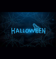 halloween with blue spider web and ghosts vector image