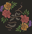snake and floral vector image