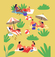 summer people on beach man and woman enjoying sun vector image vector image
