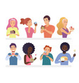 happy people eating pie and cakes set sweet-tooth vector image