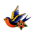 tattoo bird old school body ink print vintage vector image