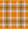 plaid seamless pattern in orange check fabric vector image