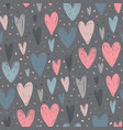 seamless pattern with hand drawn hearts vector image vector image