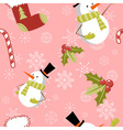 seamless pattern with christmas snowman vector image vector image