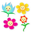 cute flowers sticker on white background vector image vector image