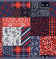 bandana paisley and tartan plaid fabric patchwork vector image vector image