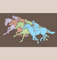 group jockeys riding horse sport vector image vector image