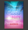 summer disco party poster with tropic leaves vector image