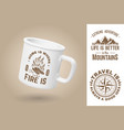 white camping cup realistic mug mockup template vector image