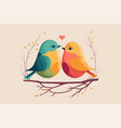 couple love birds perched on a branch of a tree vector image vector image
