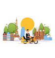 happy retired elderly man travels on bike vector image
