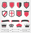 set shields heraldic crowns ribbons arrows vector image vector image