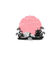abstract asian landscape and beautiful girl vector image