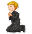 cartoon character priest in praying pose vector image vector image